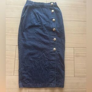 On The Verge Vintage Denim Button-Down Skirt